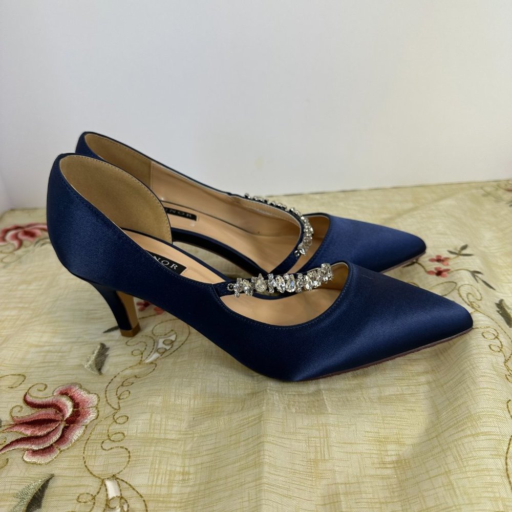 Erijunor Women Mid Kitten Heels Closed Pointy Toe, D'orsay Pumps size 7